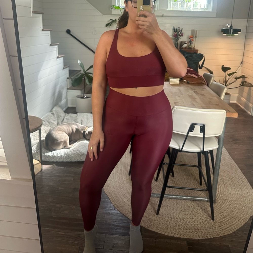 Beach riot Burgundy Sports Bra and Leggings Set